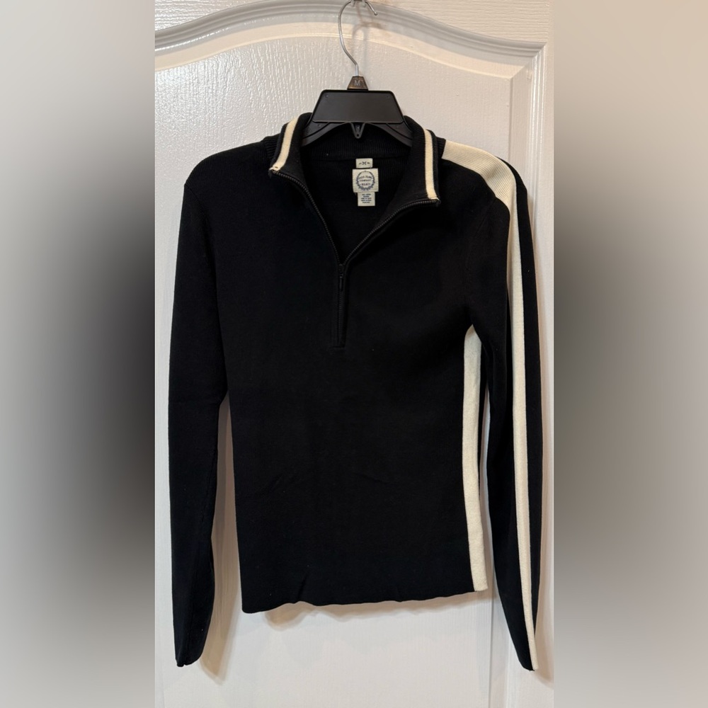 Polo Jeans Company Black and White Long Sleeve Top TurttleNeck Women Medium - Picture 4 of 9